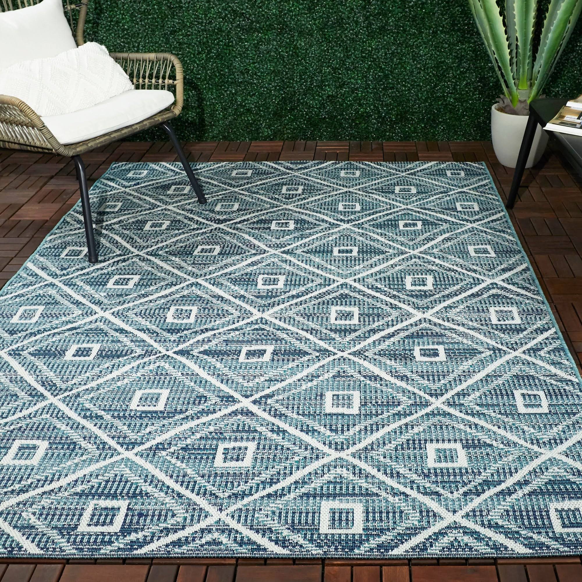 Annika Trellis Indoor/Outdoor Area Rug - 5&3x22 x 7& - Blue
