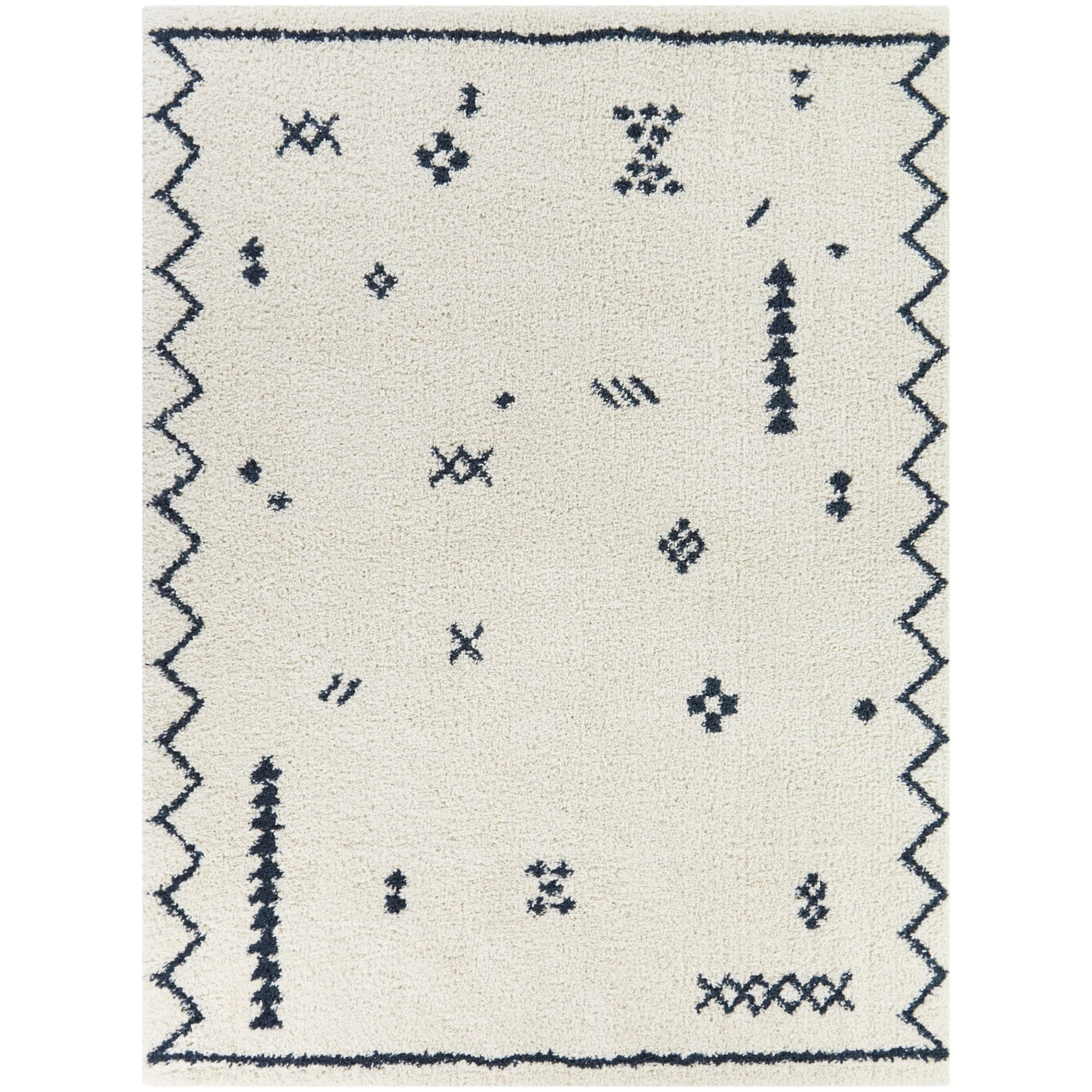 Eila Tribal Shag Area Rug - 7&10x22 x 10& - Cream/Navy