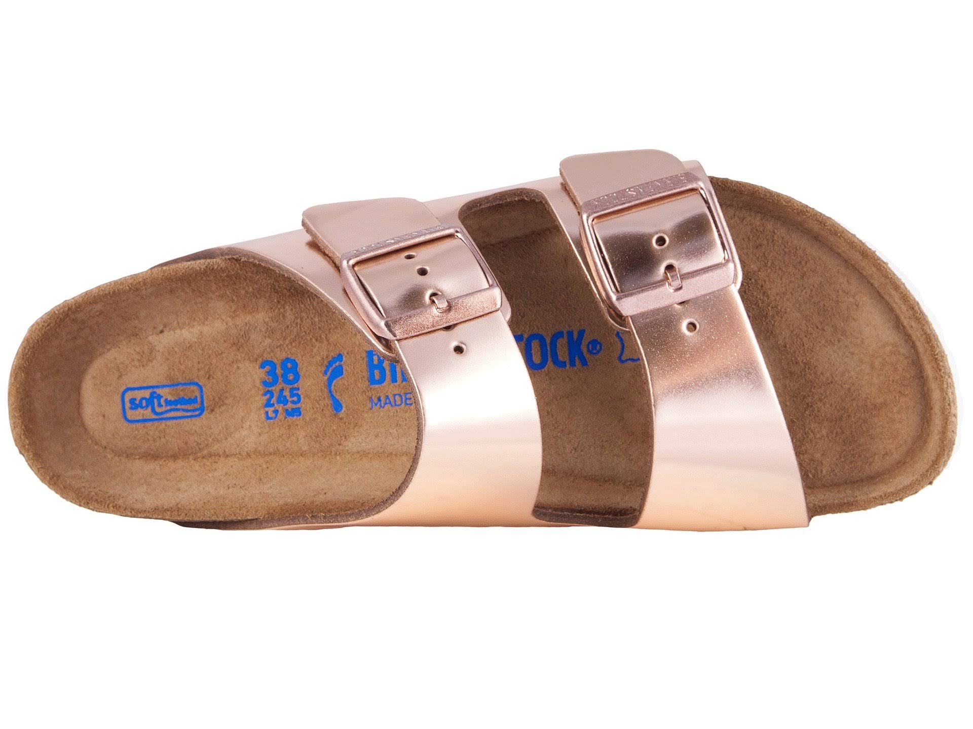 Birkenstock Women's Arizona Soft Footbed Sandal - 42 - Metallic Copper Leather