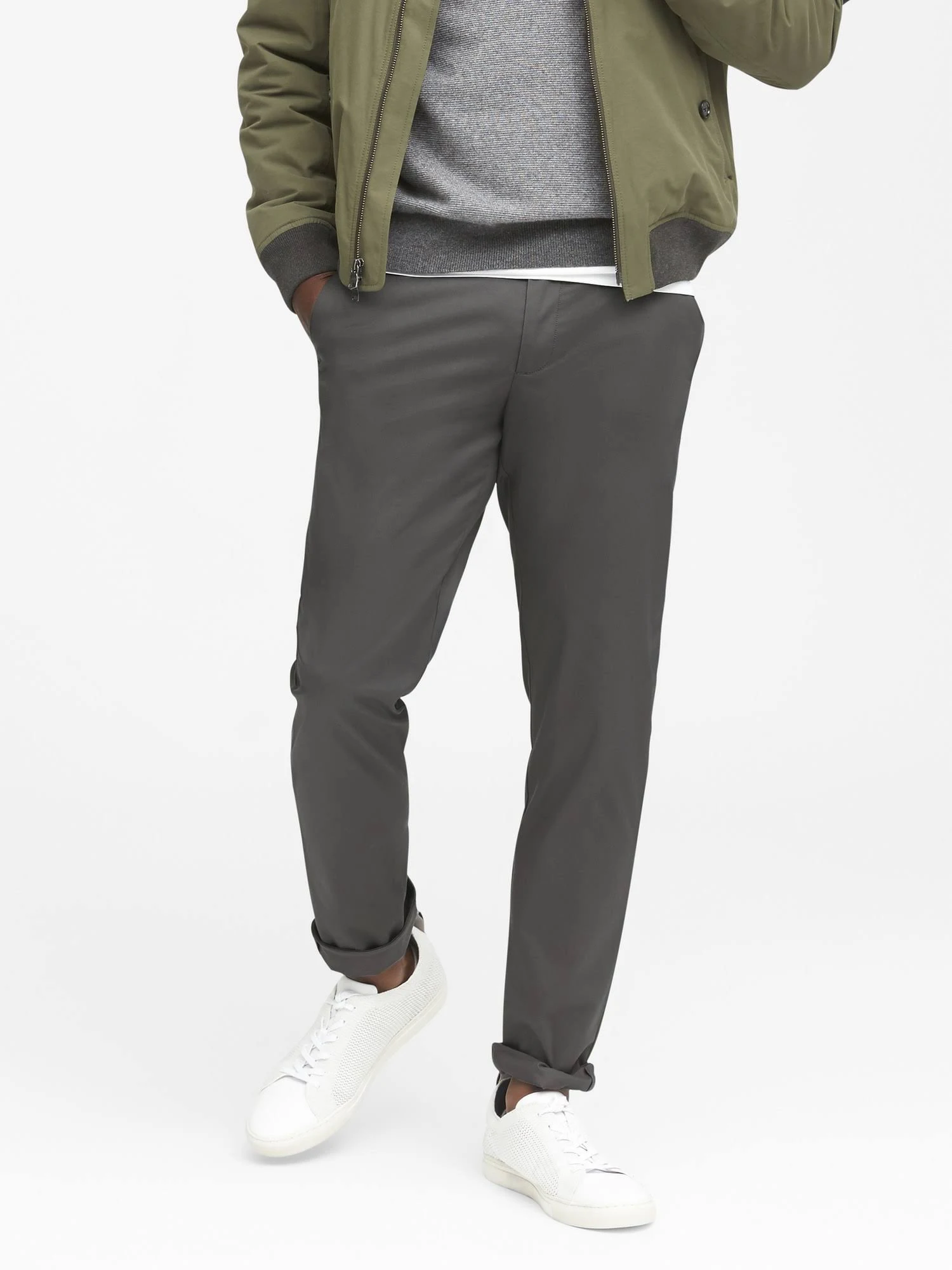 Banana Republic Men's Aiden Slim Core Temp Pant Jupiter Gray Size 34W 30L