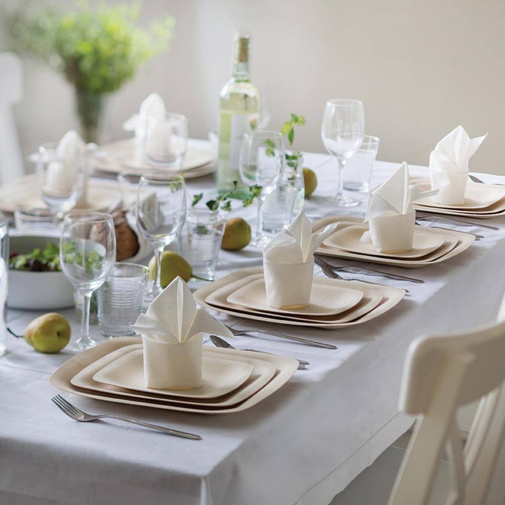 Bambu Veneerware Disposable Bamboo Square Plates (Case of 100)