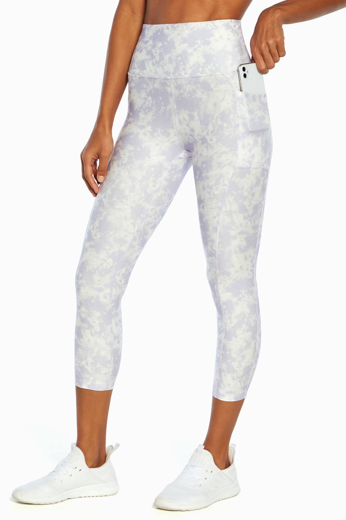 High Rise Mid Calf Capri Pocket Legging Tie Dye Clouds Lavender / S
