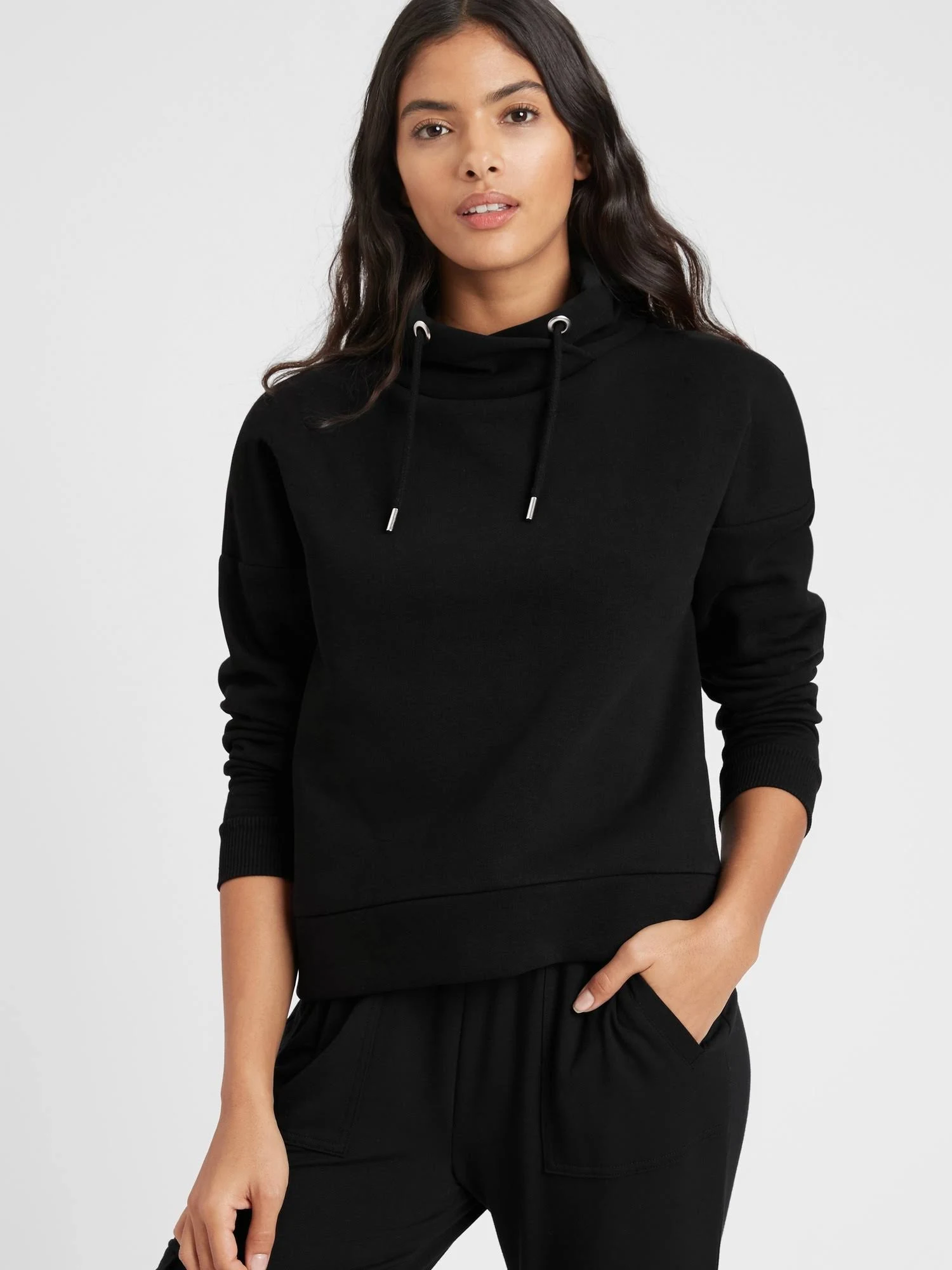 Banana Republic Women's Funnel-Neck Sweatshirt Black Size XL