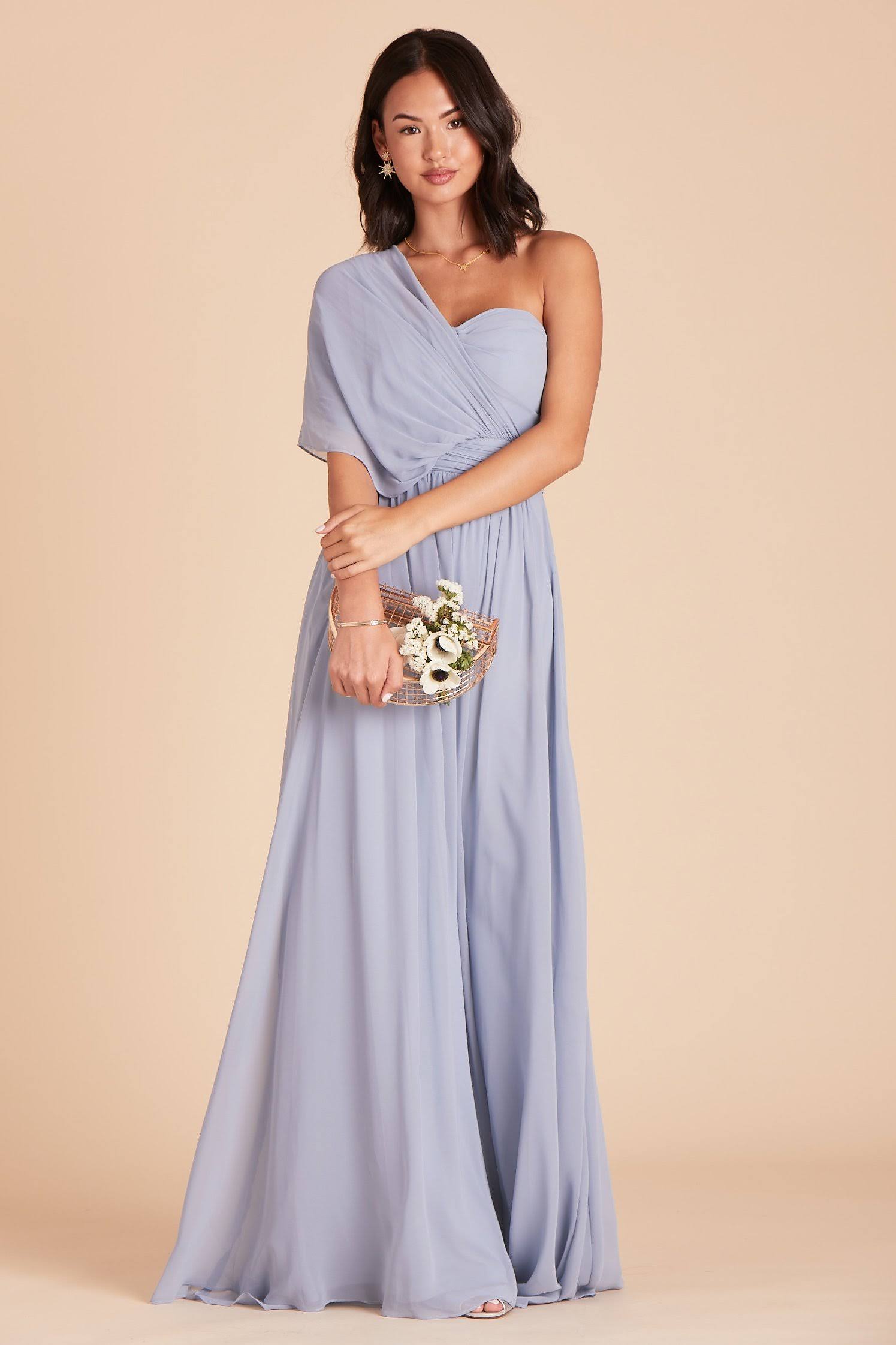 Birdy Grey Grace Convertible Chiffon Bridesmaid Dress in Dusty Blue M / Dusty Blue / No Slit