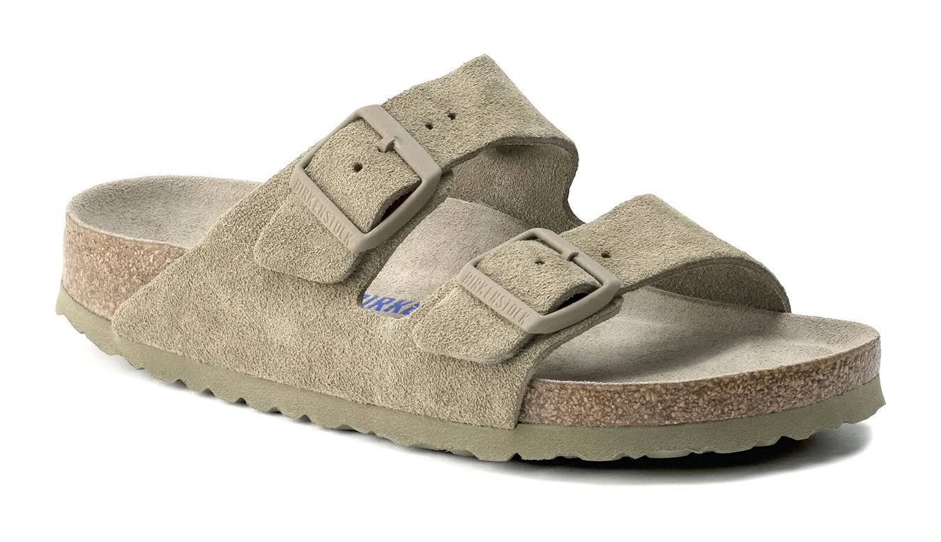 Birkenstock Arizona Suede Leather Faded Khaki Two-Strap Sandals
