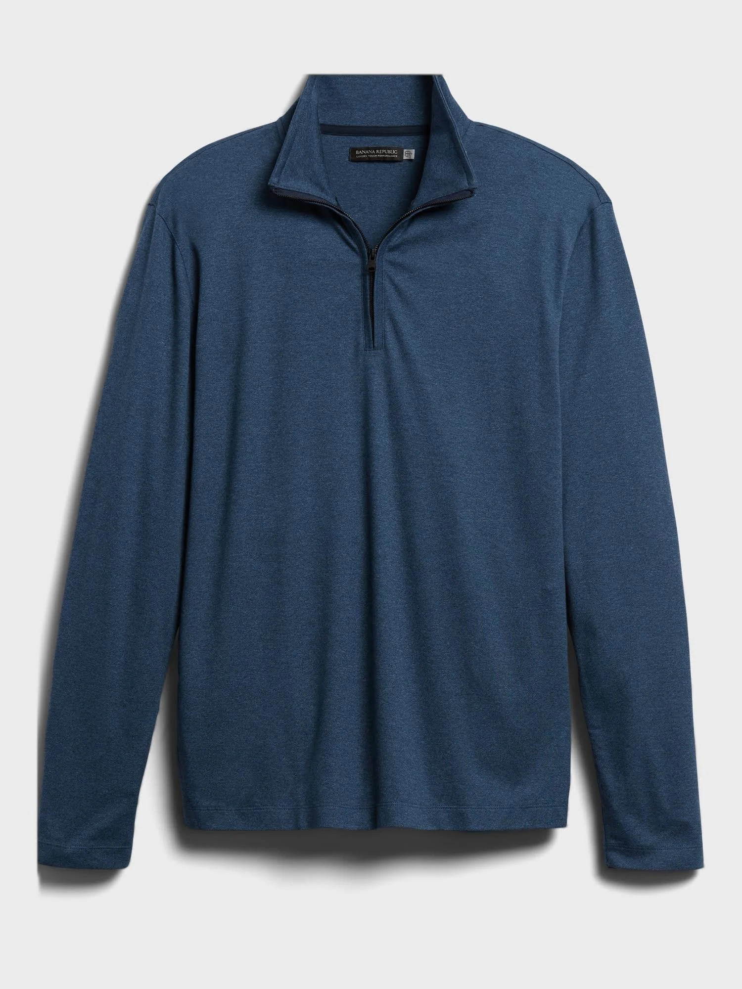 Banana Republic Men's Luxury-Touch Performance Half-Zip T-Shirt Blue Heather Size M