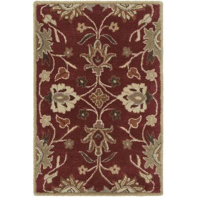 Arden Floral Handmade Tufted Wool Burgundy Area Rug Birch Lane Rug Size: Rectangle 3& x 12&