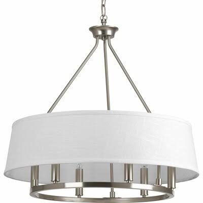 Hughett 6 - Light Shaded Drum Chandelier Finish: Brushed Nickel