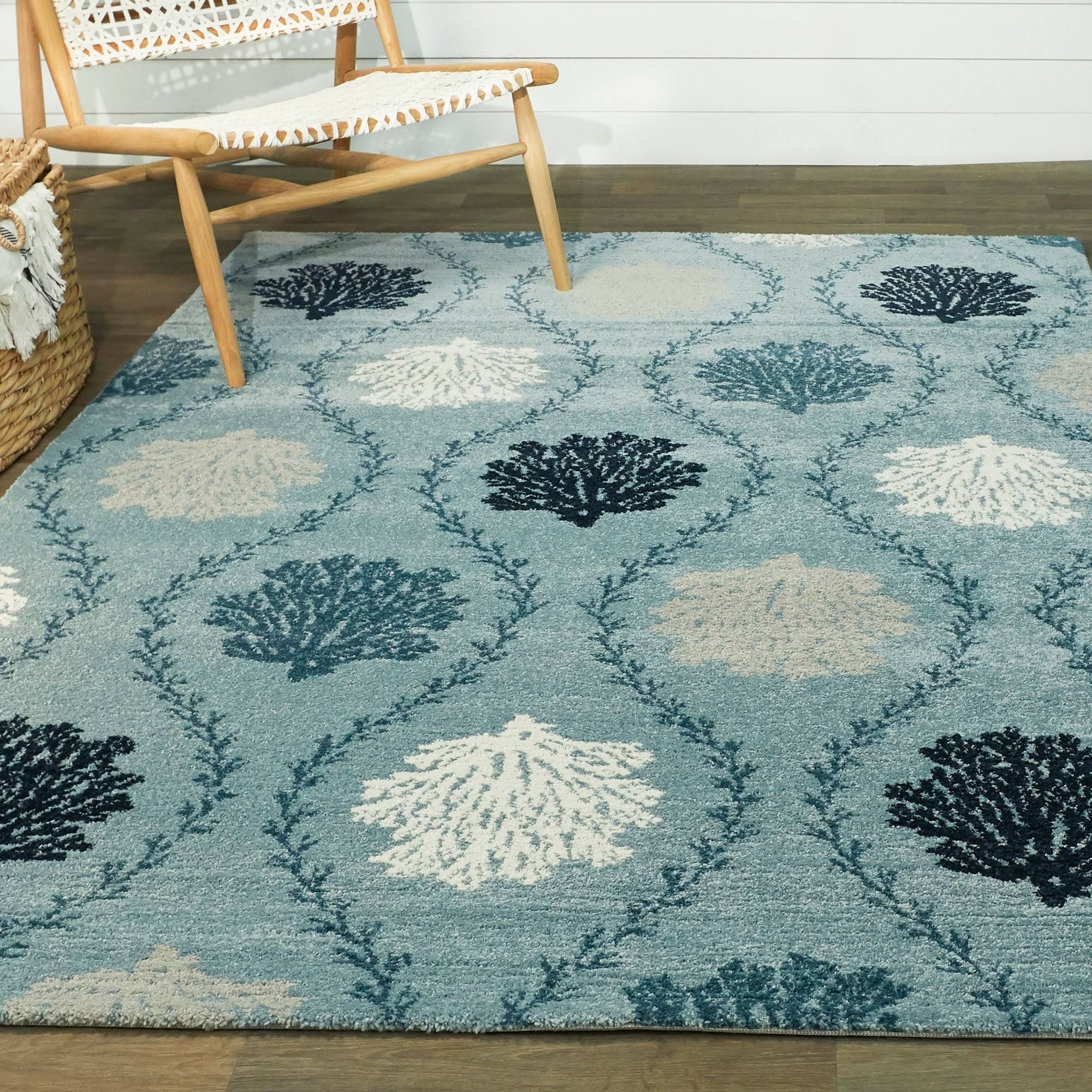 BALTA Marin Blue 5 ft. x 7 ft. Coral Trellis Area Rug