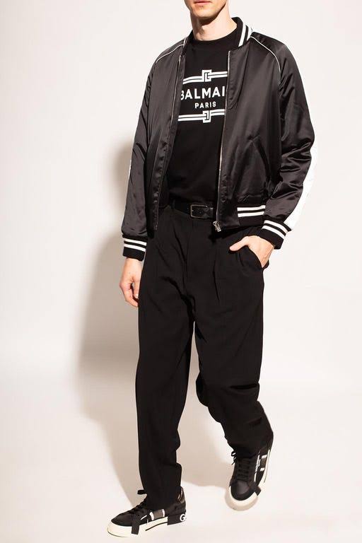 Balmain Logo Print Cotton Jersey Sweatshirt - Black - Sweatshirts