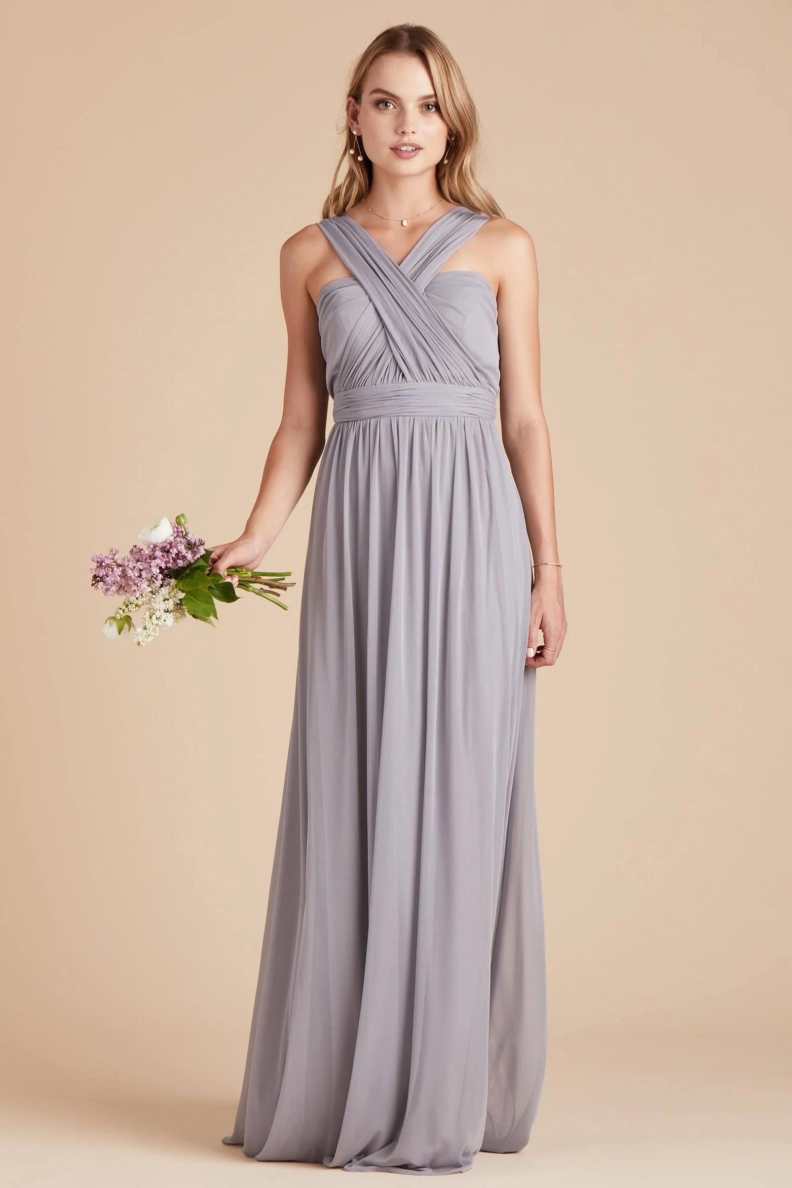 Birdy Grey Chicky Convertible Bridesmaid Dress in Silver Xs / Silver