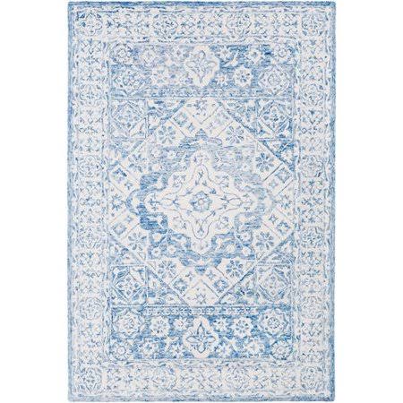 Bungalow Rose Baconton Hand-Hooked Pale Blue/Beige Area Rug, Size: Rectangle 6& x 9&