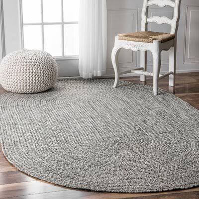 Handmade Braided Salt and Pepper Indoor / Outdoor Rug Wade Logan Rug Size: Oval 10& x 14&