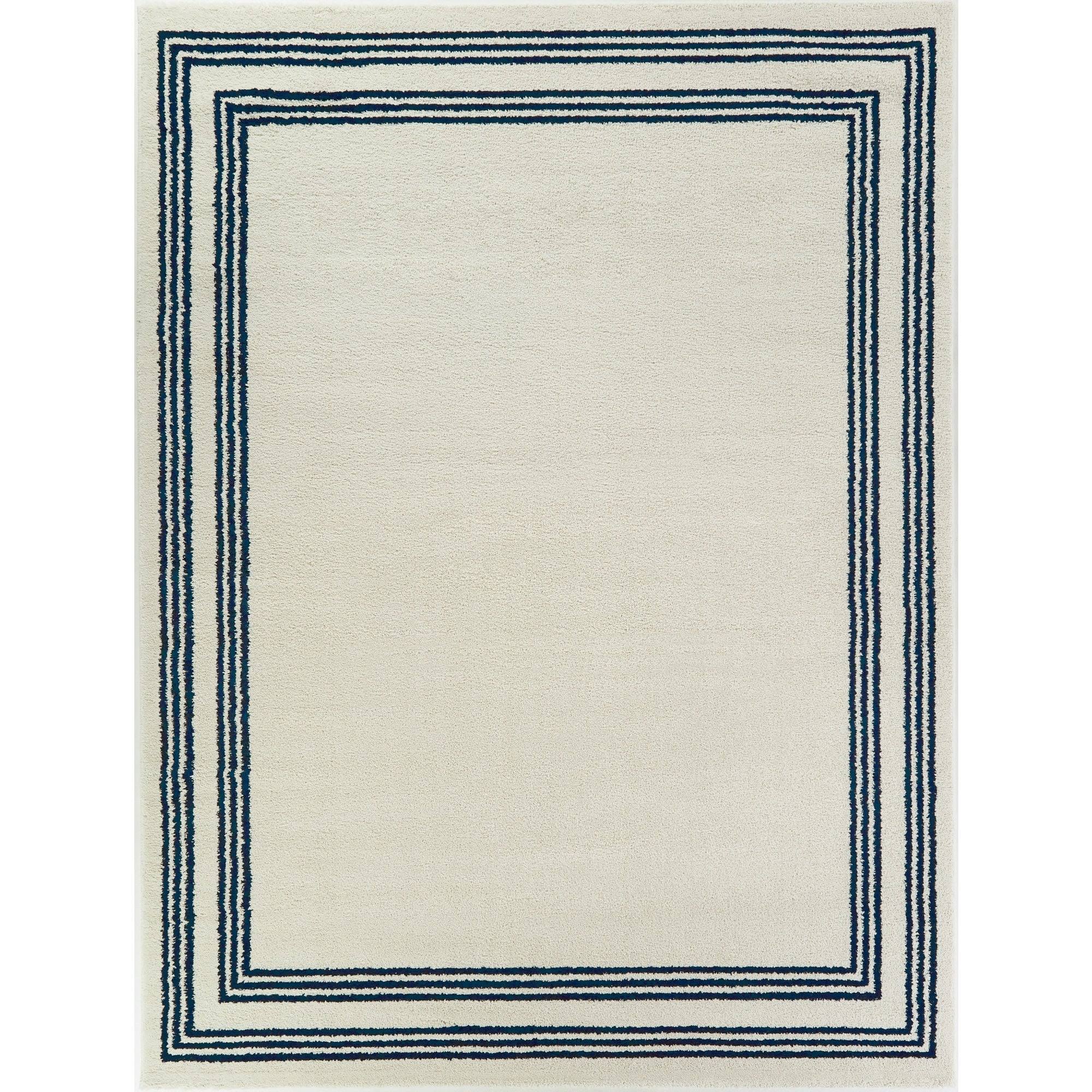 BALTA Bowien Navy 5 ft. x 7 ft. Border Area Rug, Blue