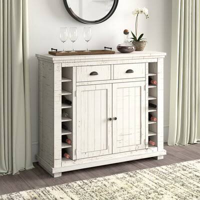 Lockridge 48x22 Wide 2 Drawer Server Birch LANE? Color: Distressed White