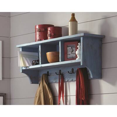 Lemos 4 - Hook Wall Mounted Coat Rack Storage Birch Lane Color: Blue