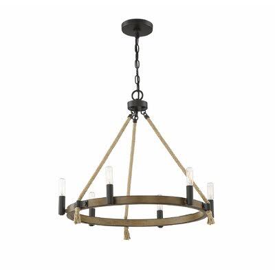 Dews 6 - Light Unique/Statement Wagon Wheel Chandelier