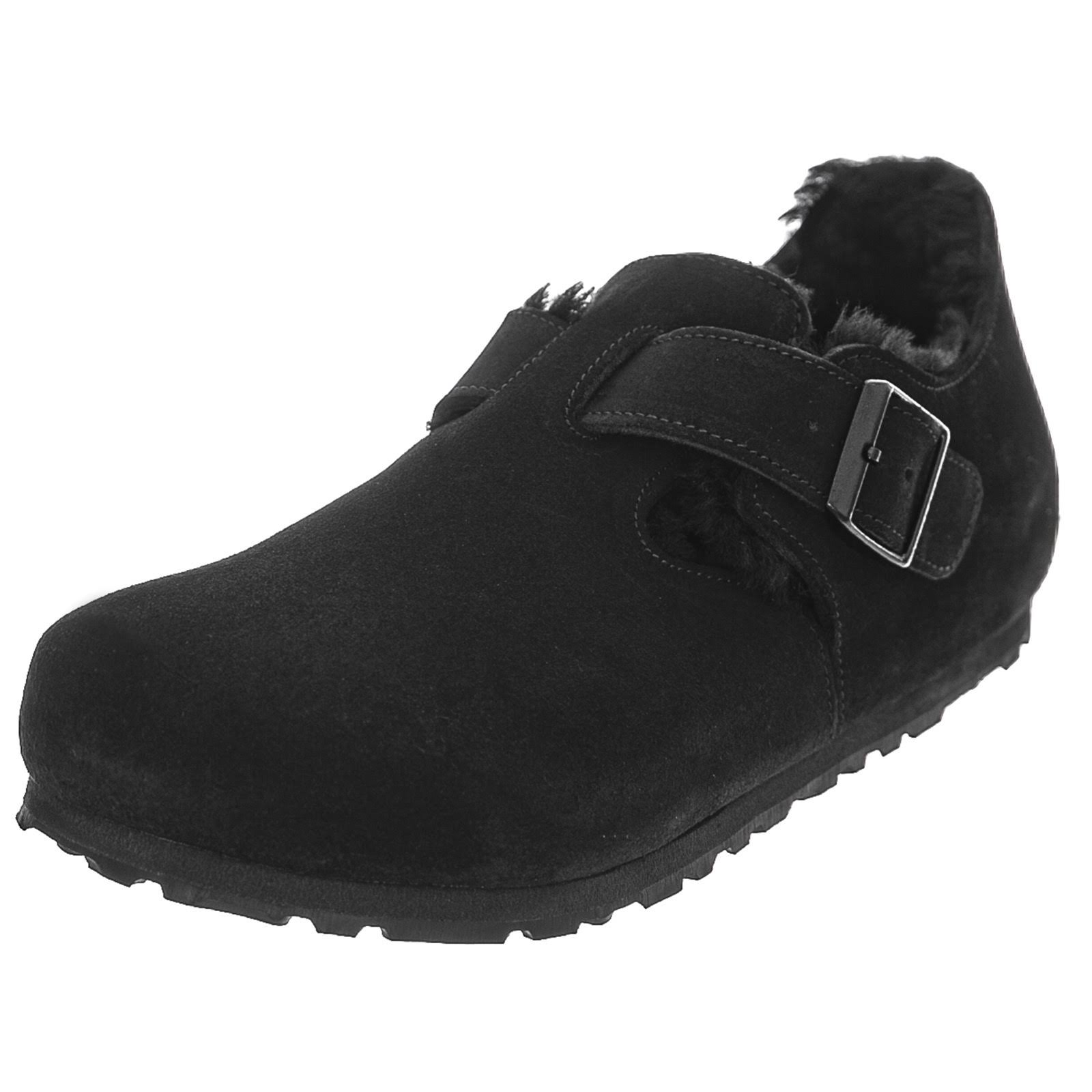 Birkenstock London Suede Leather Shearling Black Low Shoes