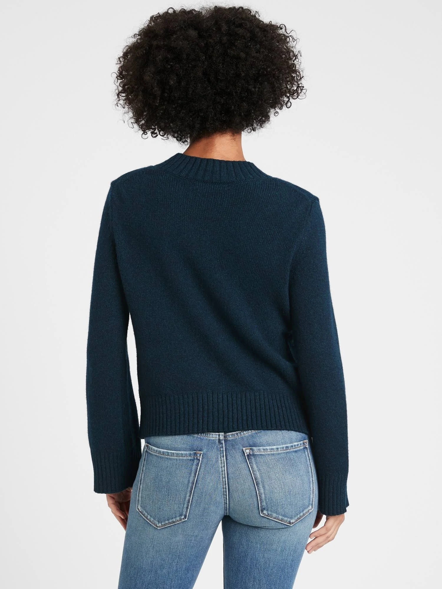 Banana Republic Women's Petite Cotton-blend Bell-Sleeve Sweater Navy Petite Size Xxs