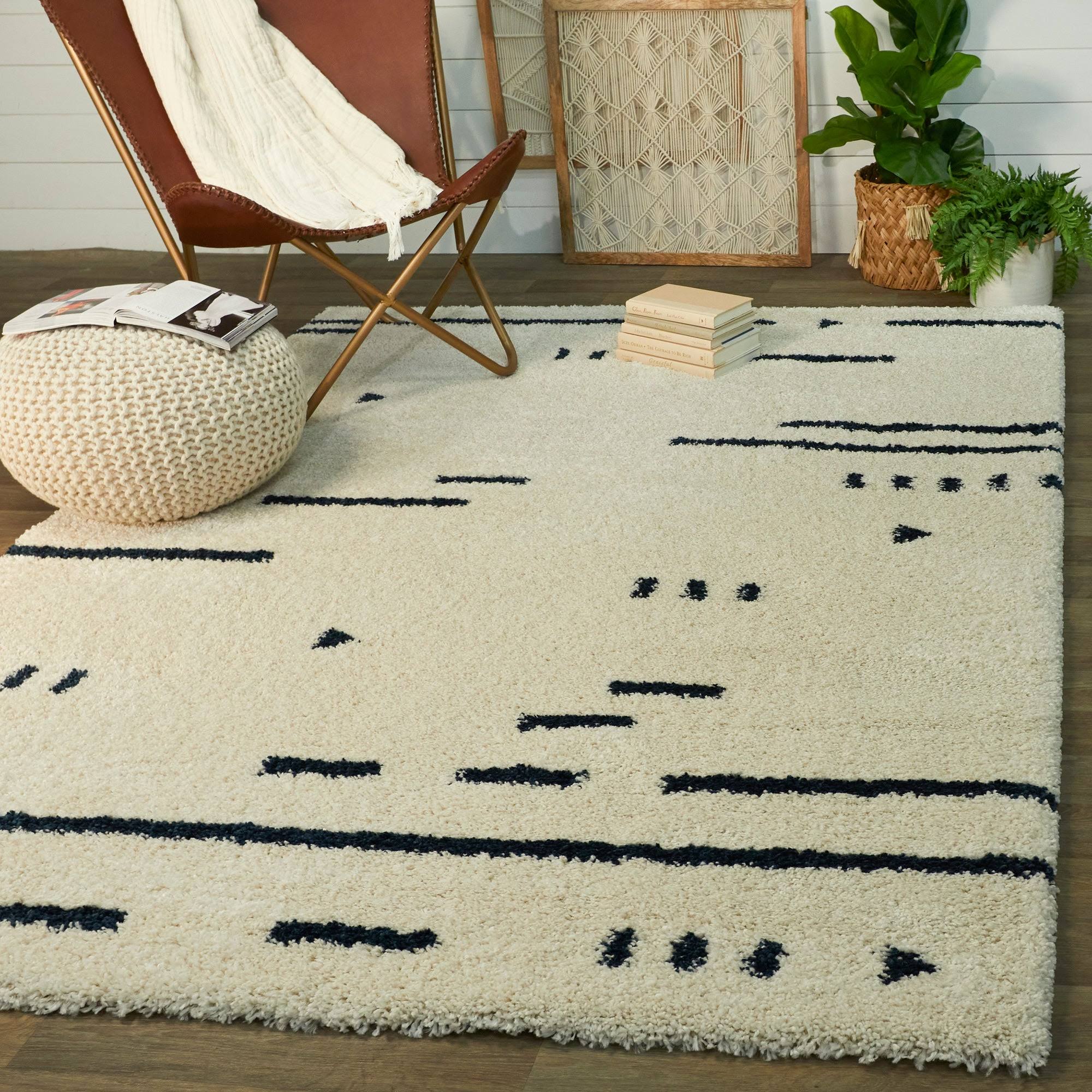 BALTA Dalmas Navy Blue 5 ft. x 7 ft. Modern Shag Area Rug