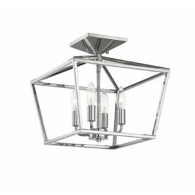 DeVries 4 -Light 13x22 Semi Flush Mount Fixture Finish: Polished Nickel