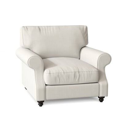 Birch Lane Woburn 39x22 Wide Down Cushion Armchair Body Fabric: Conversation Pearl, Leg Color: White