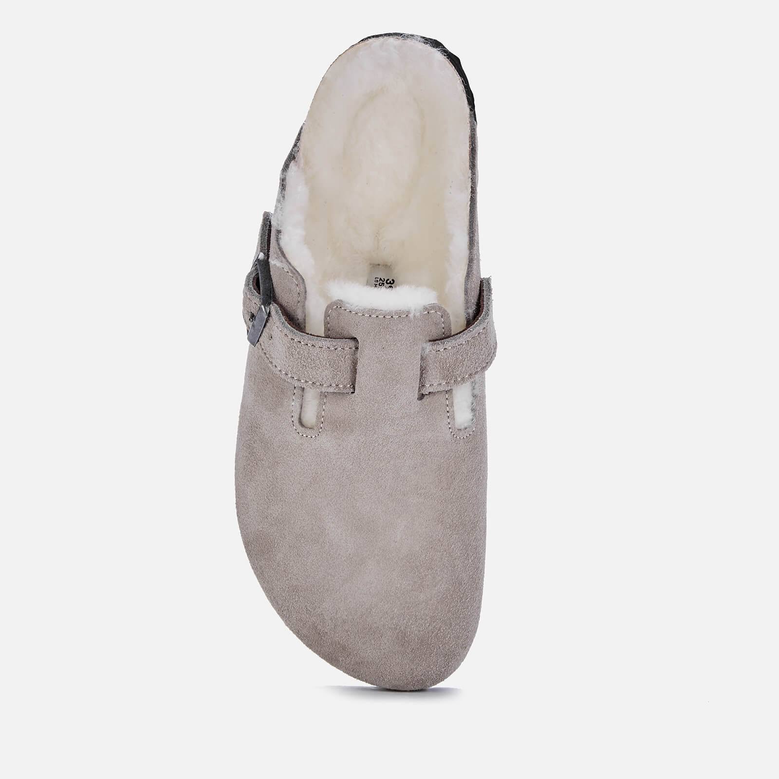 Birkenstock Boston Shearling Suede Leather Stone Coin Clogs