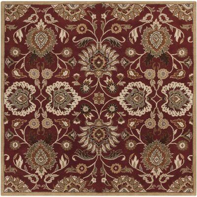 Arden Floral Handmade Tufted Wool Burgundy Area Rug Birch Lane Rug Size: Square 6&