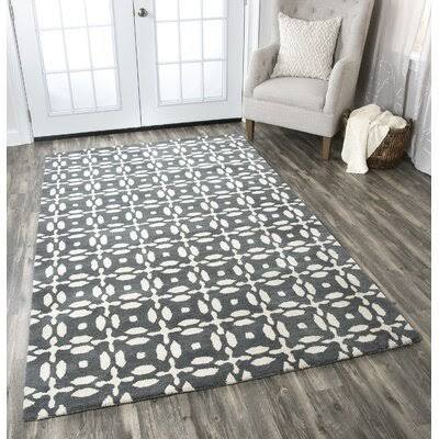 Wrought Studio Shaunte Hand-Tufted Wool Gray Area Rug, Size: Rectangle 5& x 8&
