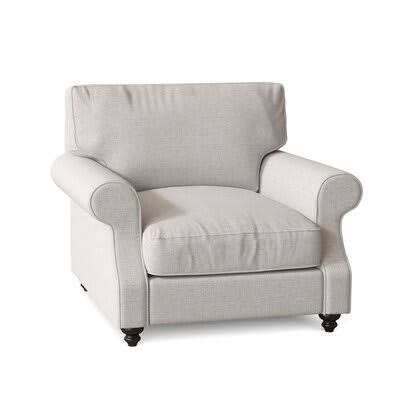 Huxley 39x22 Wide Down Cushion Armchair Birch Lane Body Fabric: Sustain Dursky Ivory, Leg Color: Black Walnut