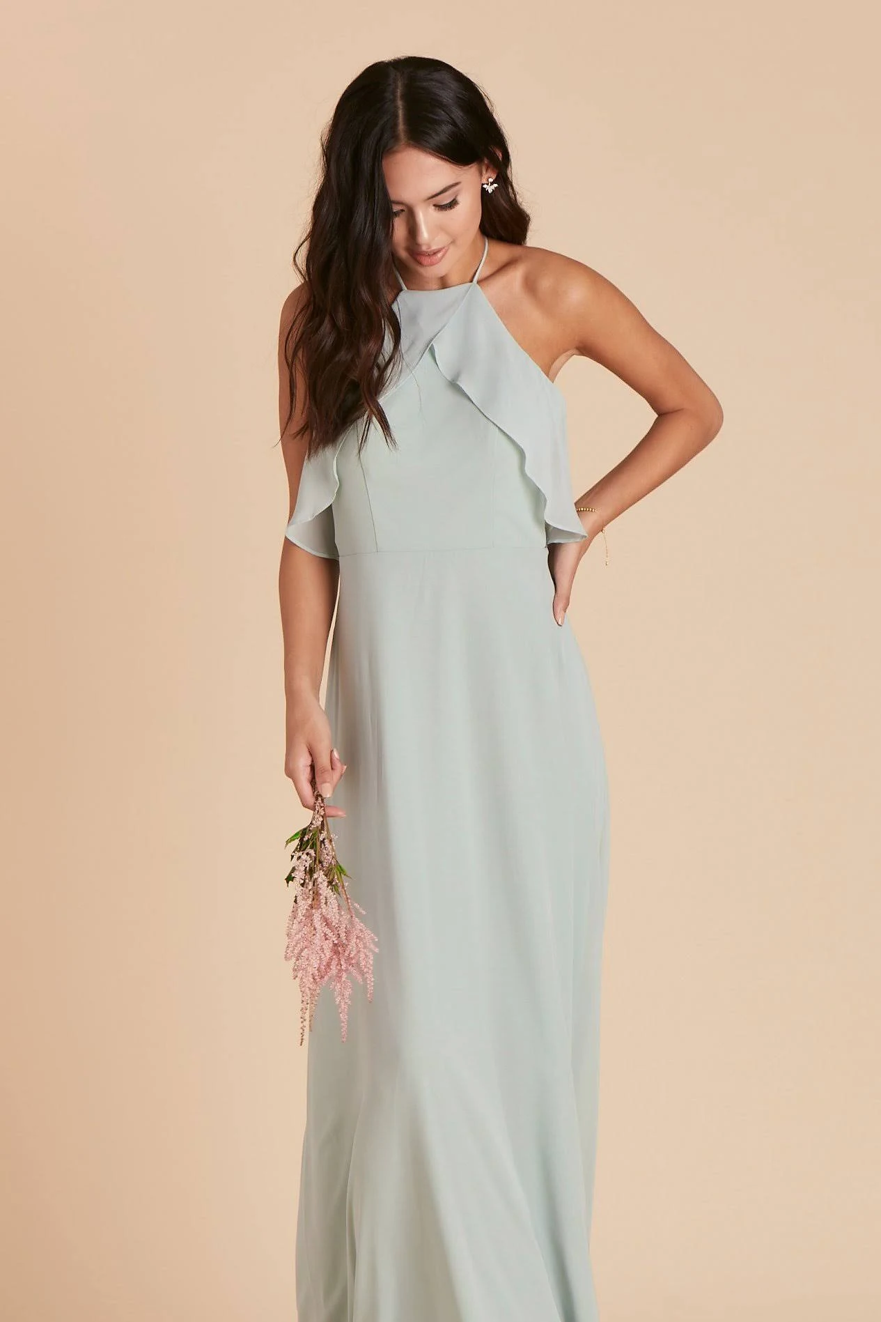 Birdy Grey Jules Chiffon Bridesmaid Dress in Sage L / Sage