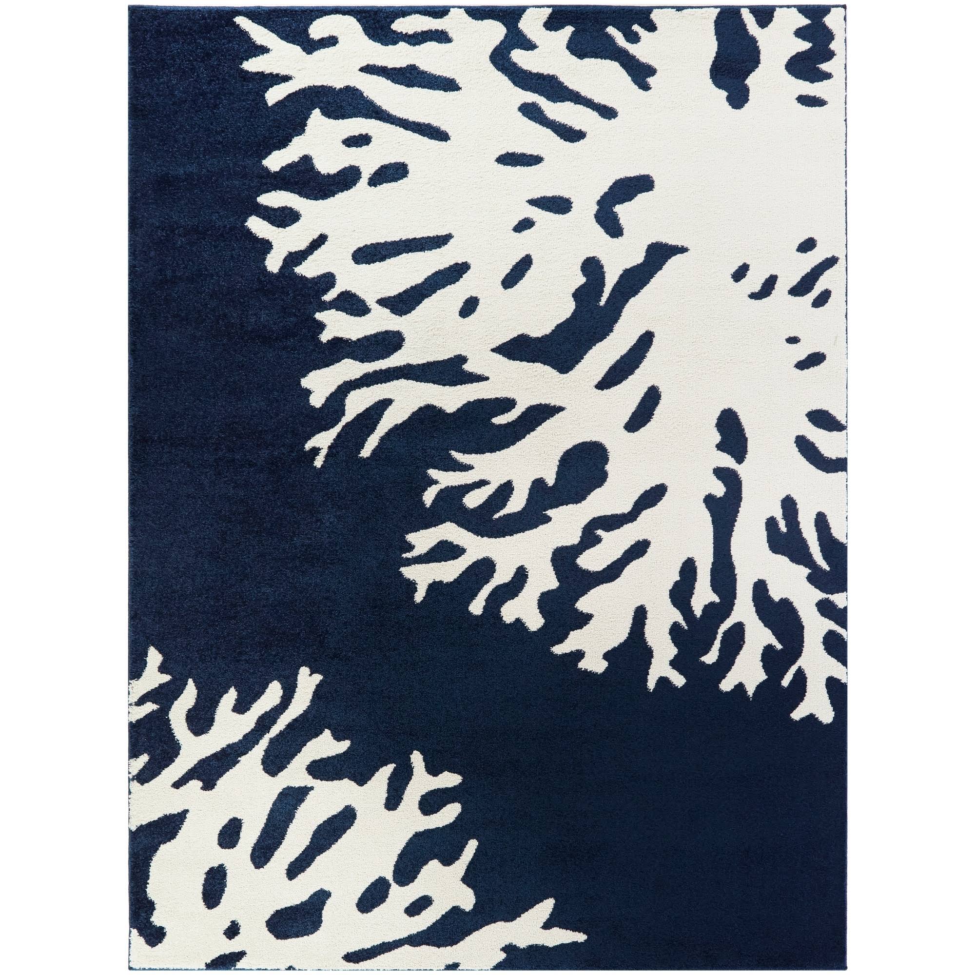 BALTA Alcester Navy 5 ft. x 7 ft. Coastal Coral Area Rug, Blue