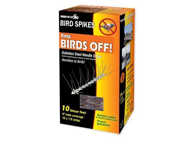 Bird-X STS-10-R Stainless Bird Spikes Kit Covers 10 Feet Set of 4