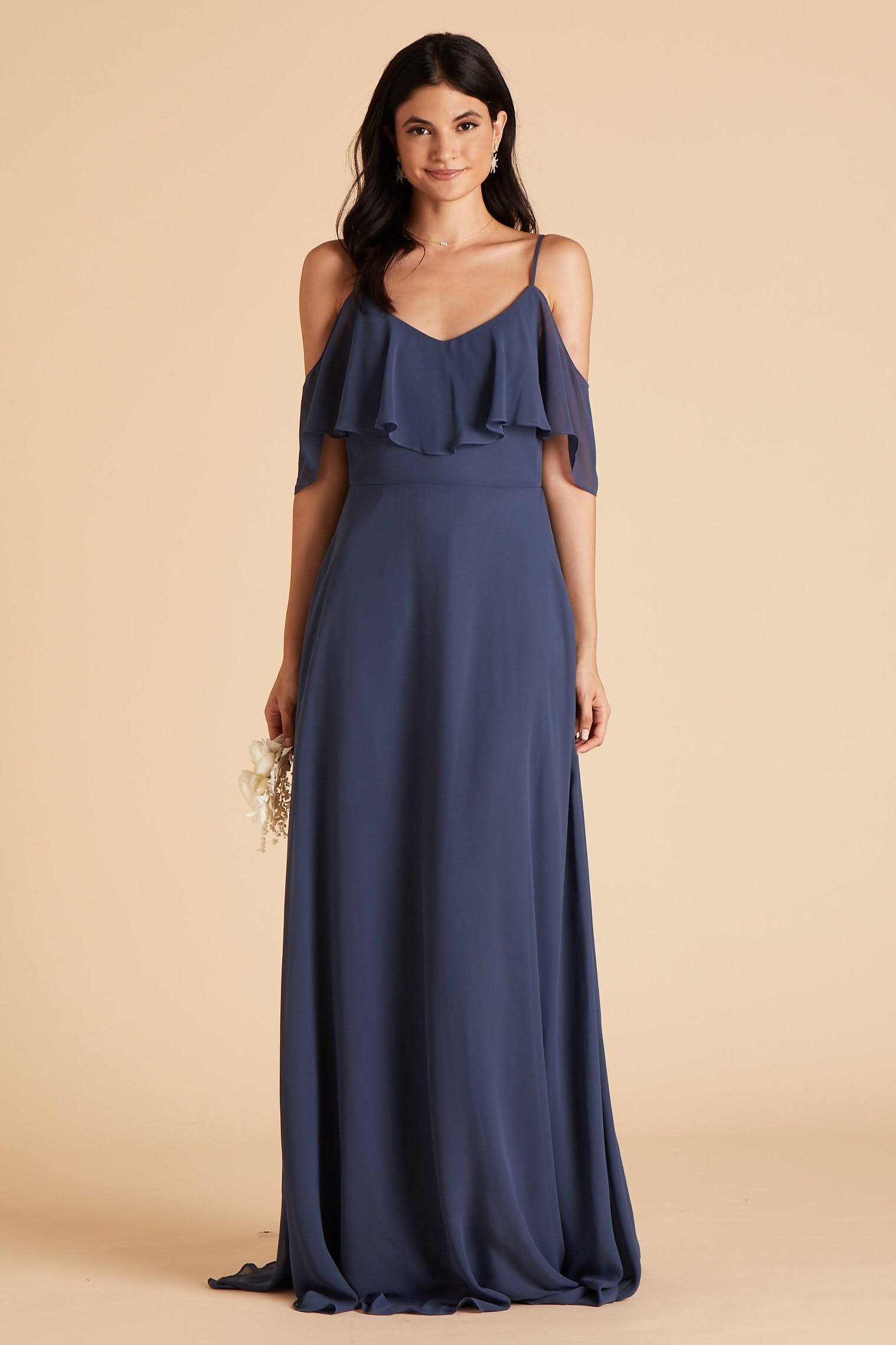 Birdy Grey Jane Convertible Chiffon Bridesmaid Dress in Slate Blue XL / Slate Blue / No Slit