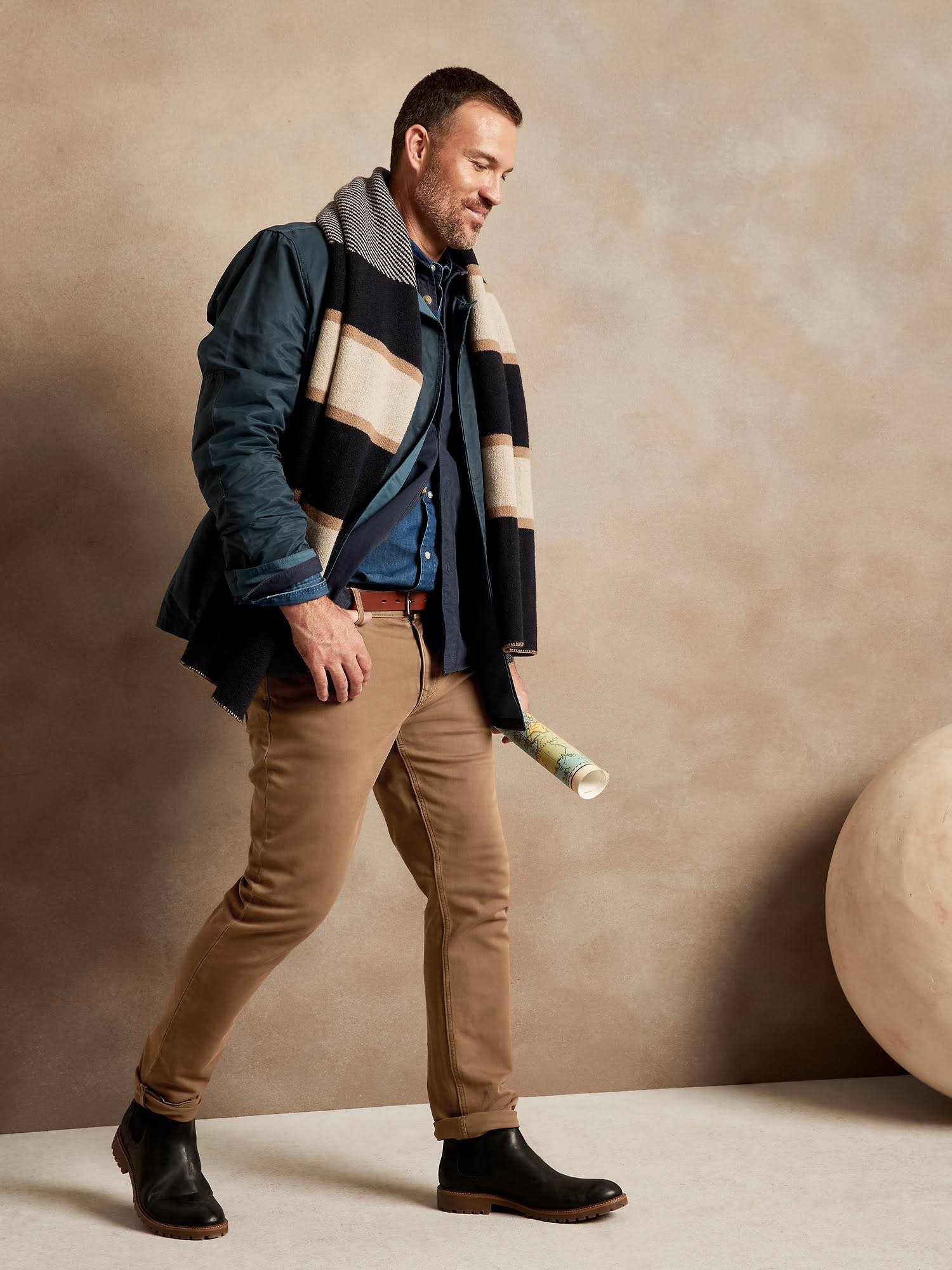 Banana Republic Men's Slim Traveler Pant Tiki Hut Tall Size 34W 36L