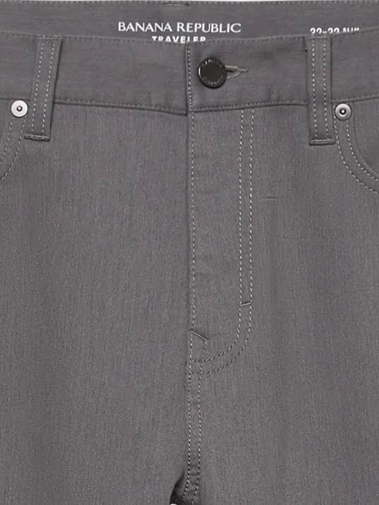 Banana Republic Men's Slim Heathered Traveler Pant Smoke Gray Tall Size 36W 36L