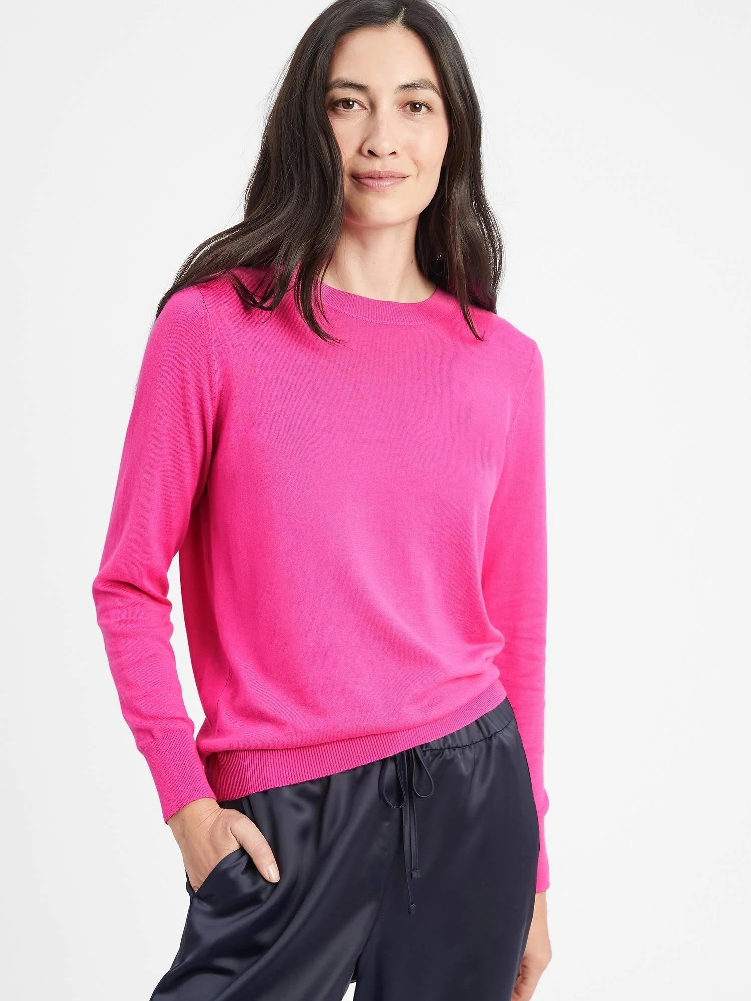 Women's Washable Forever Crew-Neck Sweater Pink