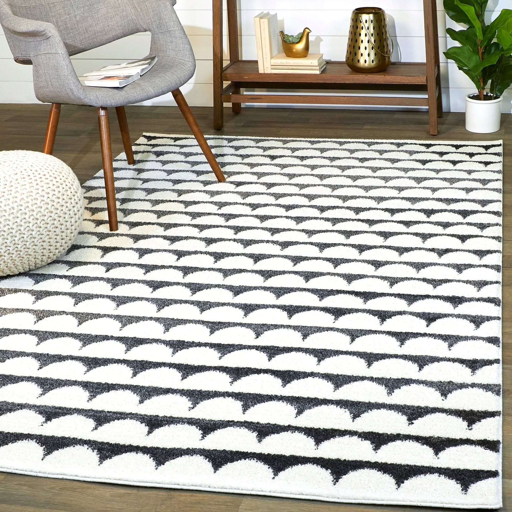 Palmer Modern Scale Area Rug - 2&2x22 x 7& Runner - White