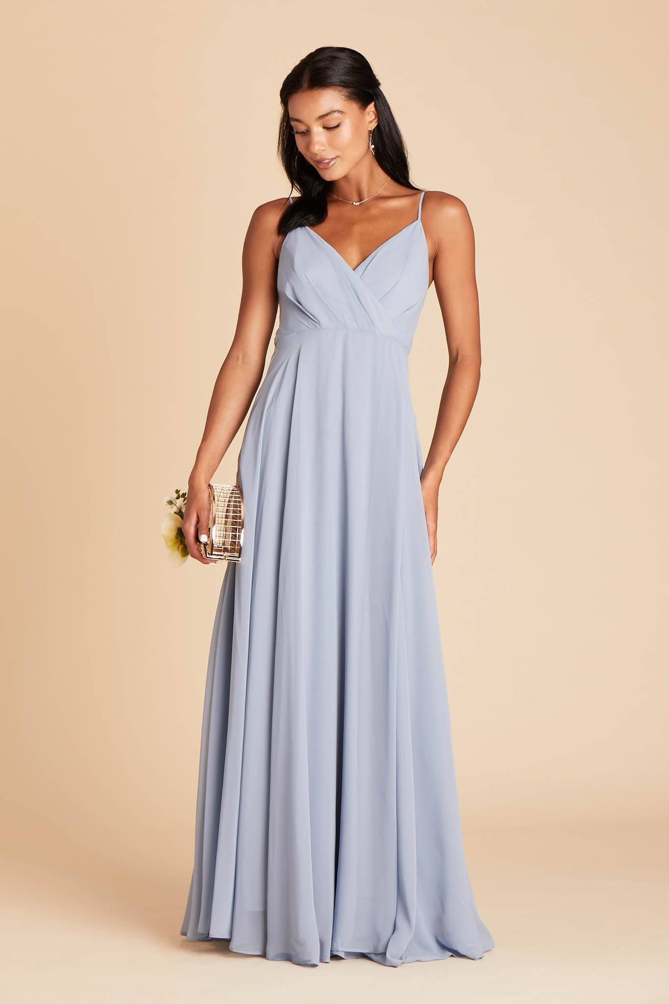 Birdy Grey Kaia Chiffon Bridesmaid Dress in Dusty Blue M / Dusty Blue