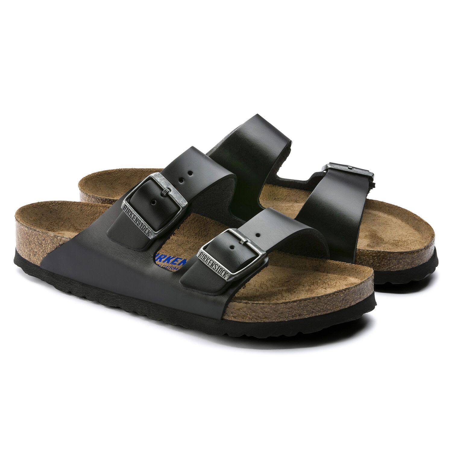 Birkenstock Amalfi Leather Soft Footbed Arizona Sandals Black 45