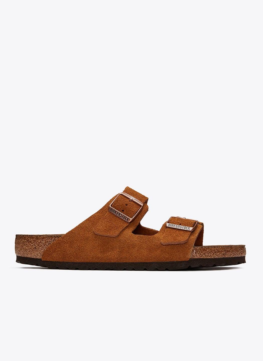 Birkenstock Arizona Suede Leather Mink Two-Strap Sandals