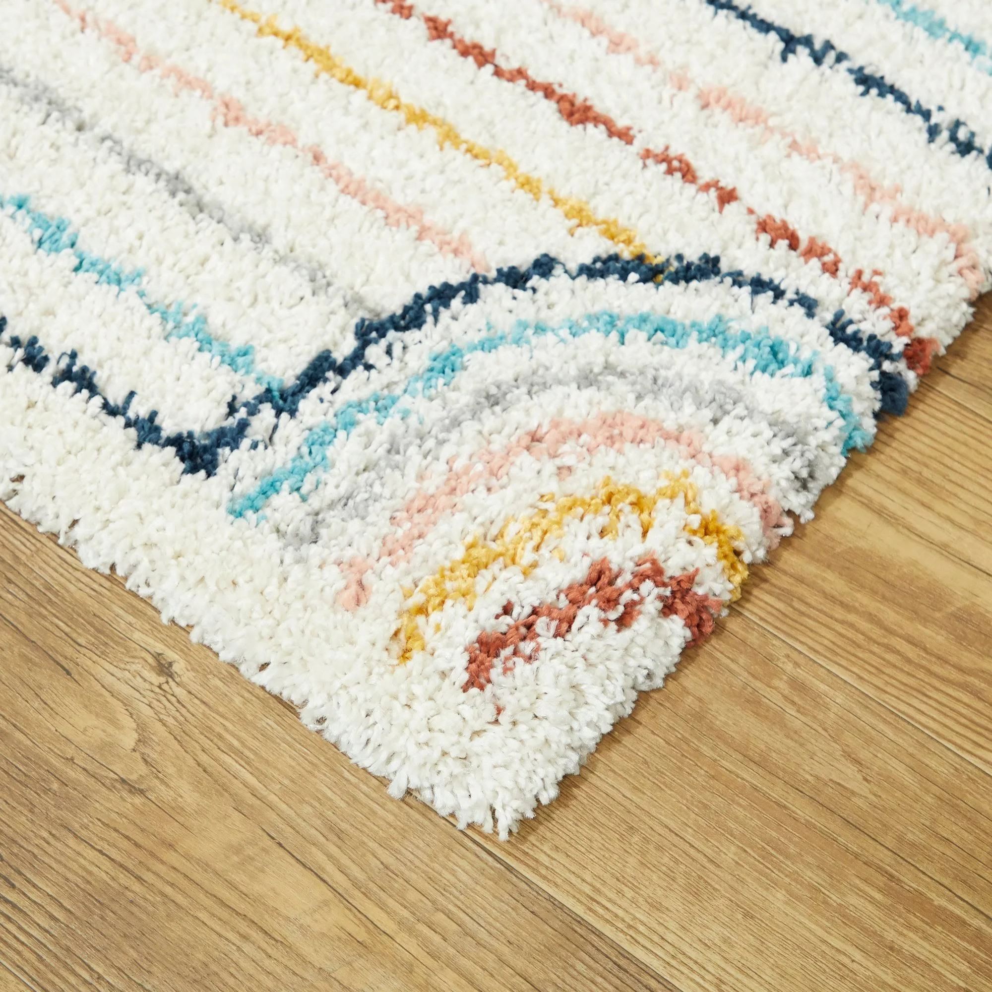 Hailey Kids Rainbow Print Moroccan Shag Boys & Girls Berber Area Rug - 7&10x22 x 10& - Burnt Orange