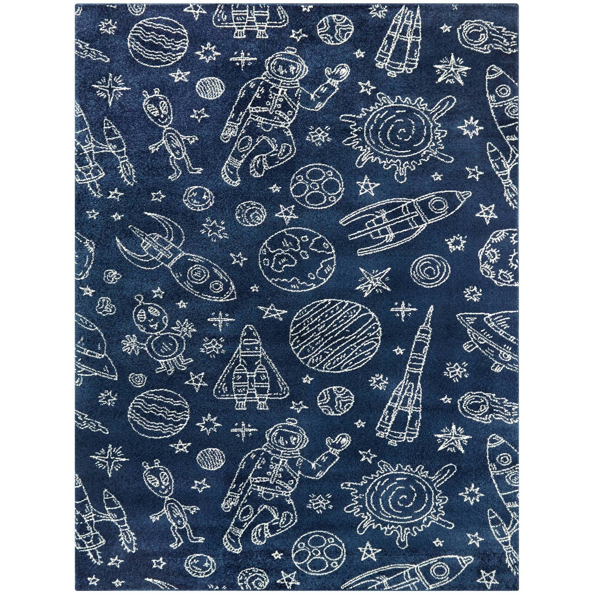 BALTA Space Rockets Blue/White 5 ft. x 7 ft. Area Rug