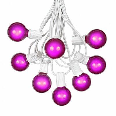 G40 Patio 25 ft. 25-Light Globe String Lights The Party Aisle Bulb Color: Purple, Cord Color: White