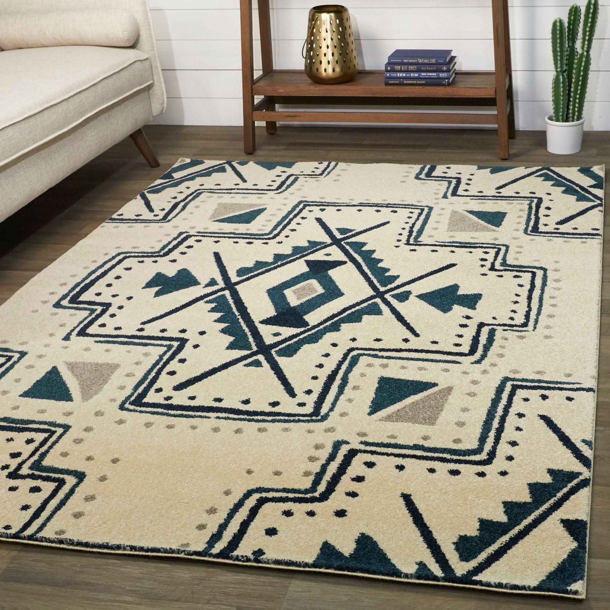BALTA Firuza Blue 5 ft. x 7 ft. Southwestern Tribal Area Rug