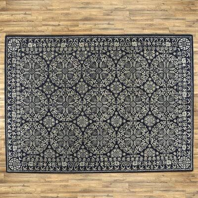Charlton Home Maloney Hand-Tufted Wool Dark Blue/Gray Area Rug, Size: Rectangle 3&3 inch x 5&3 inch