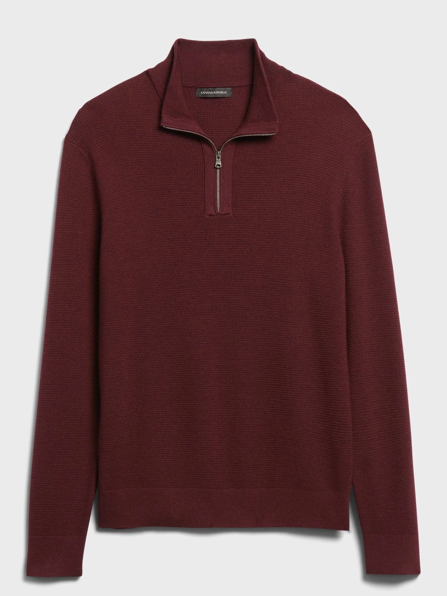 Banana Republic Men's Merino Waffle-Knit Half-Zip Sweater Novel Burgundy Size S