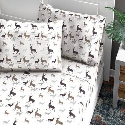 Union Rustic Bhavya Deer Flannel Sheet Set Size: King