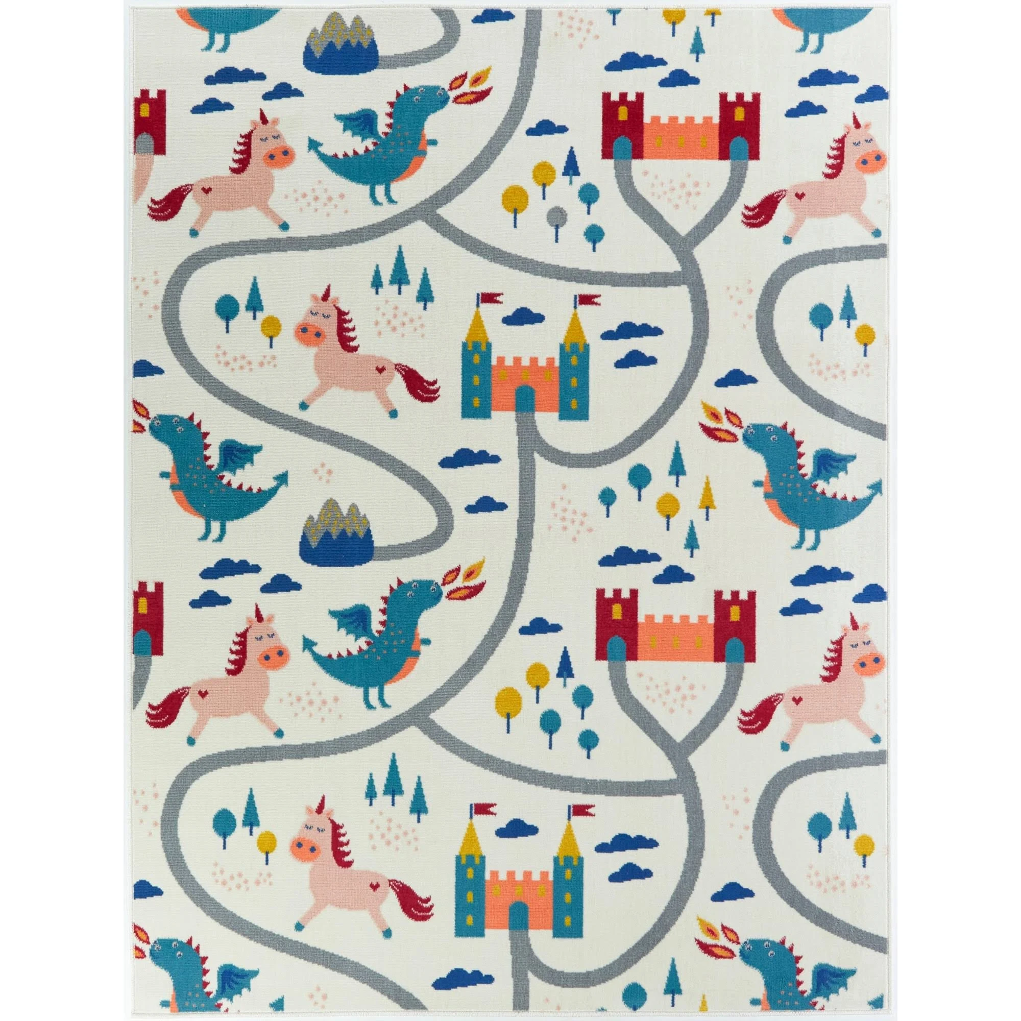 Balta Fantasy Road White 4 ft. x 6 ft. Kids Area Rug