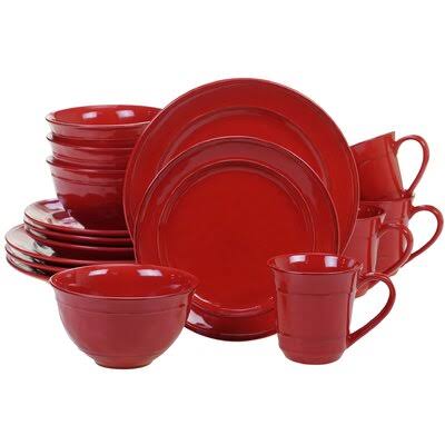 Artim 16 Piece Dinnerware Set, Service for 4 Color: Red